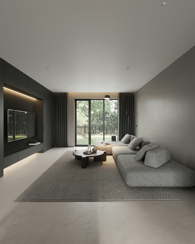 Evening settles in: clean, modern home interior