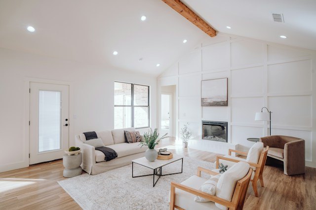 Doors open: clean, modern home interior